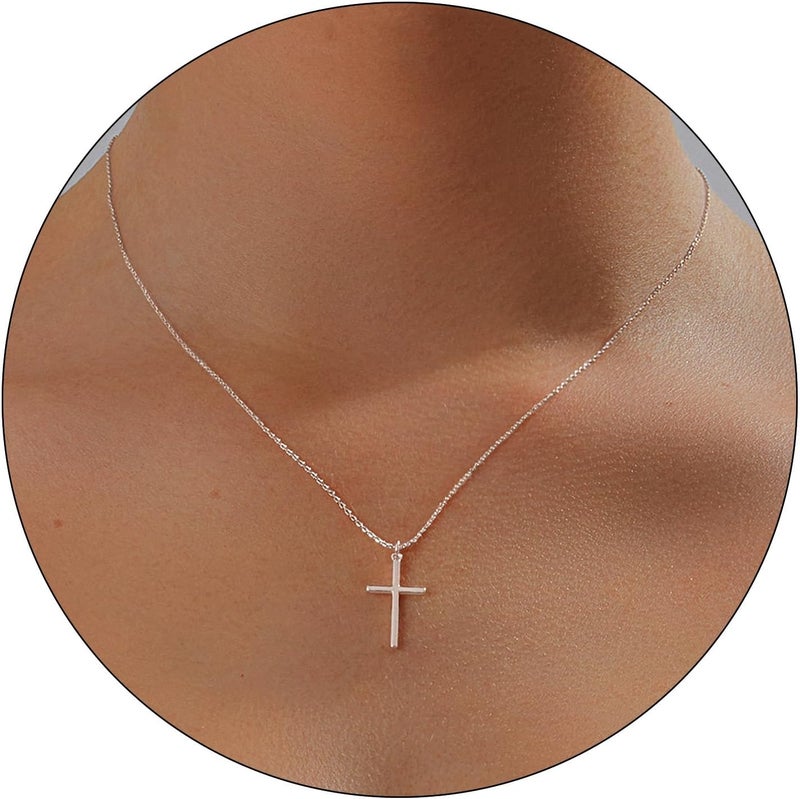 Partm Gold Cross Necklace for Women 14K Plated Dainty Pendant Cross Chain Faith Crucifix Choker Baptism Necklace for Women Trendy Religious Jewelry Hypoallergenic - Image 1